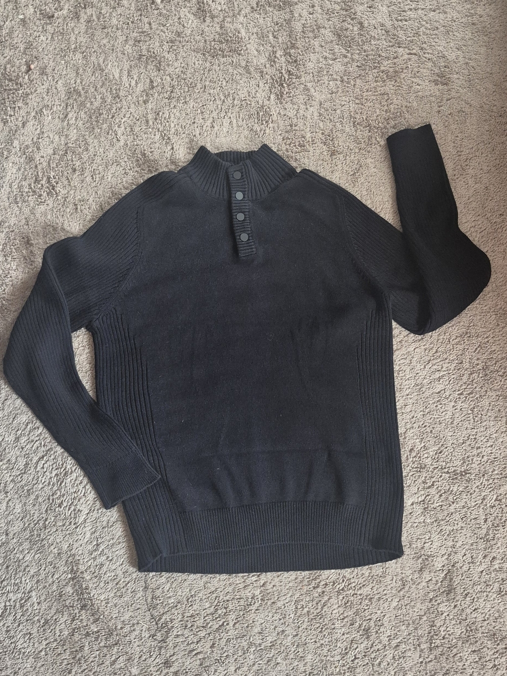 Alfani Men's Black Zip-Style Button Mock Neck Sweater